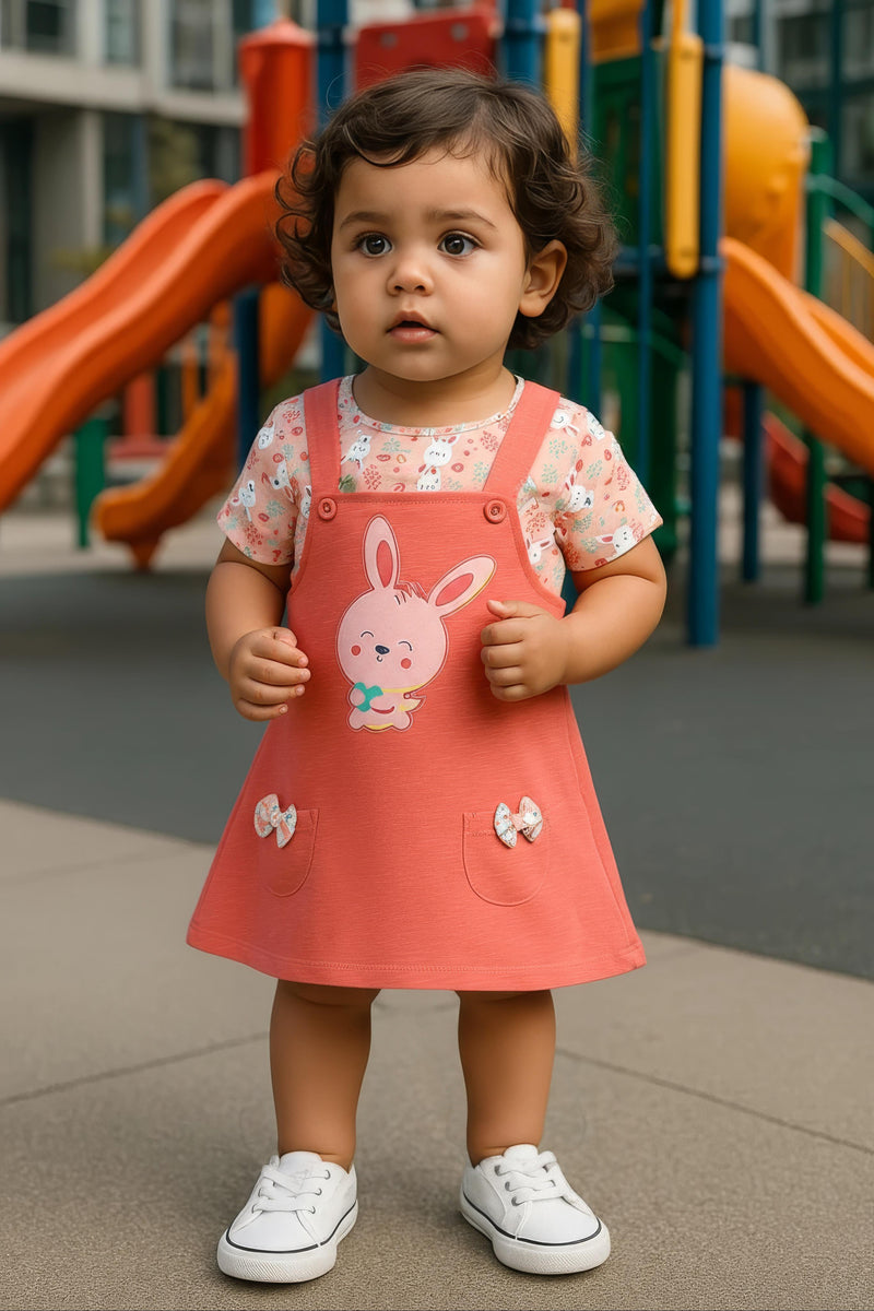 Clothe Funn New Born Baby Girl's Dress, Peach/Coral