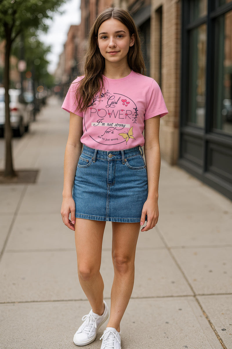 Clothe Funn Girls Chest Printed T-Shirts,Pink, Combo:-28 (Pack of 2)