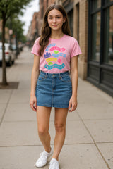 Clothe Funn Girls Chest Printed T-Shirts,Pink, Combo:-15 (Pack of 2)