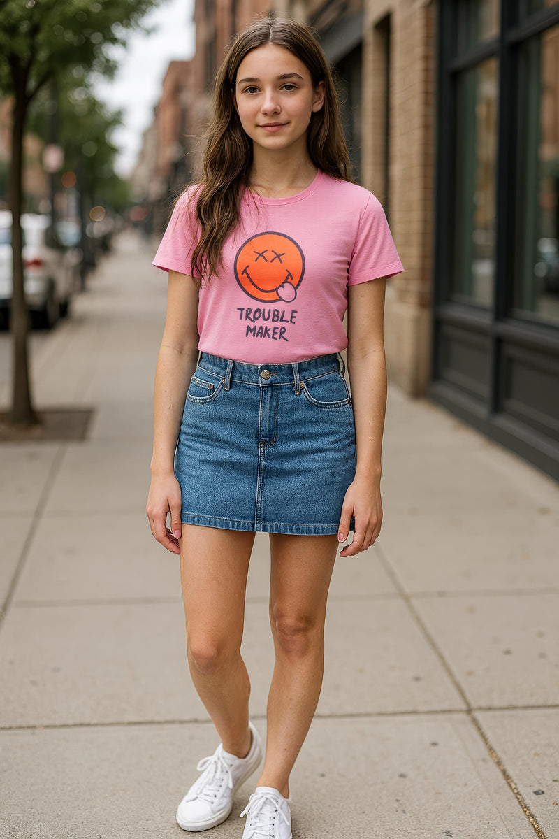 Clothe Funn Girls Chest Printed T-Shirts,Pink, Combo:-30 (Pack of 2)