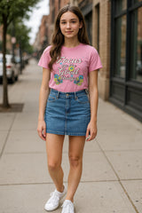 Girls Chest Printed T-Shirts,Pink, Combo:-27 (Pack of 2)