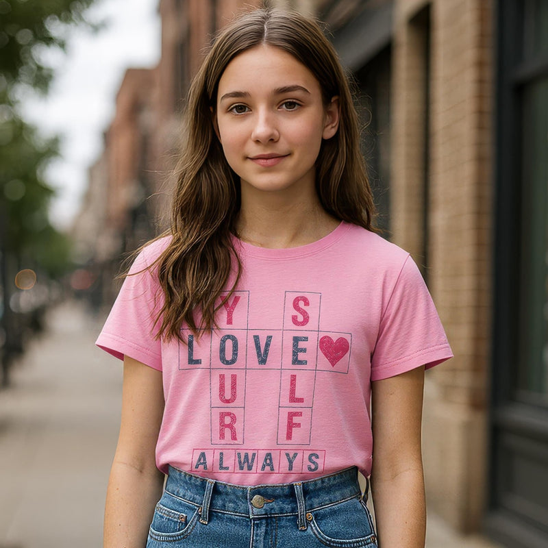 Girls Chest Printed T-Shirts,Pink, Combo:-3 (Pack of 2)