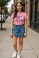 Girls Chest Printed T-Shirts,Pink, Combo:-4 (Pack of 2)