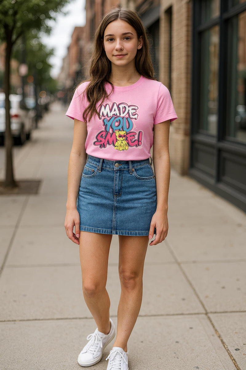 Girls Chest Printed T-Shirts,Pink, Combo:-17 (Pack of 2)