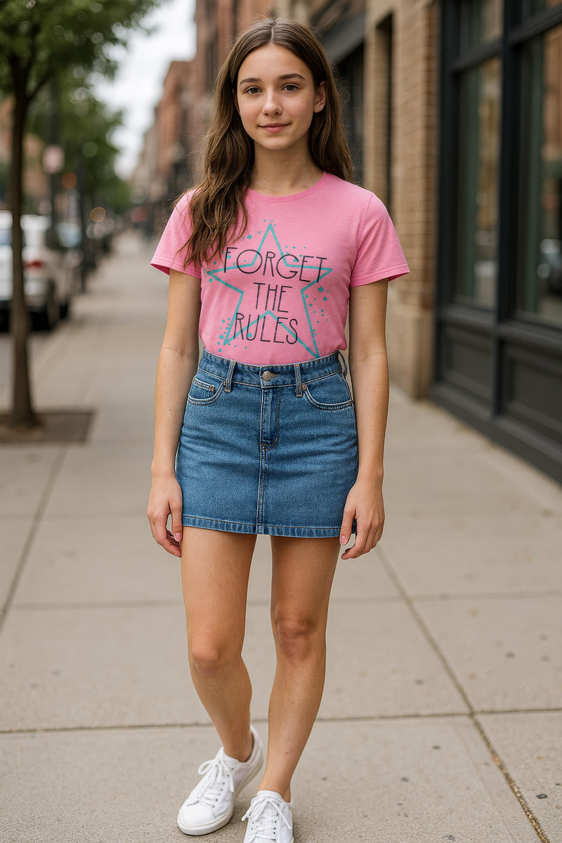 Girls Chest Printed T-Shirts,Pink, Combo:-8 (Pack of 2)