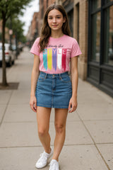 Girls Chest Printed T-Shirts,Pink, Combo:-27 (Pack of 2)