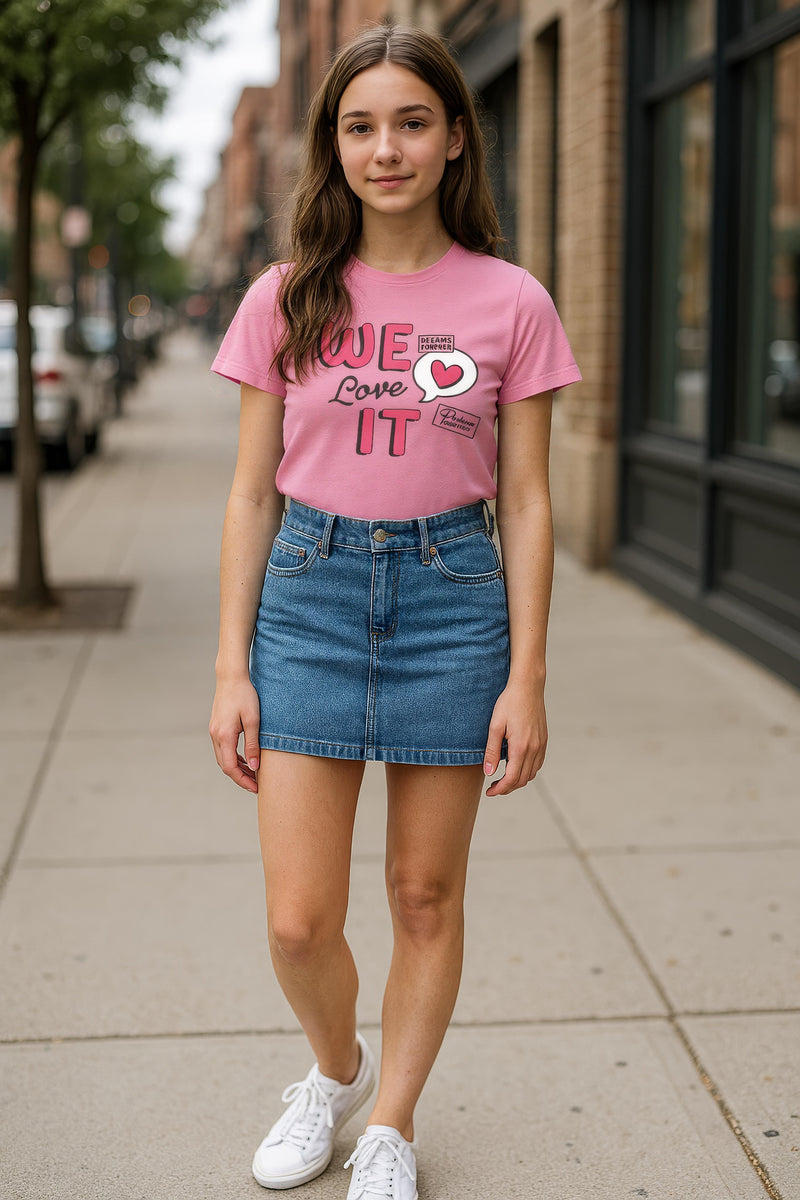 Girls Chest Printed T-Shirts,Pink, Combo:-4 (Pack of 2)