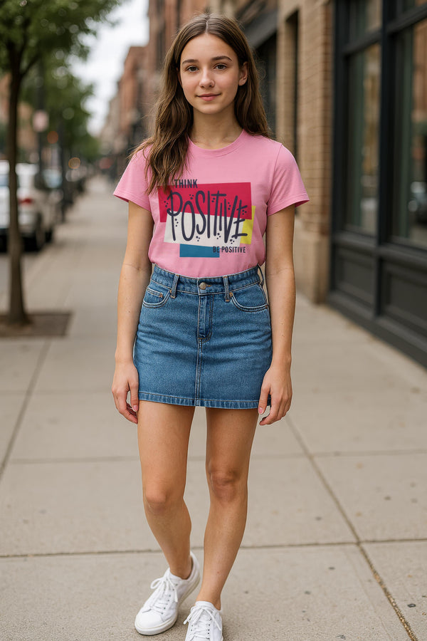 Girls Chest Printed T-Shirts,Pink, Combo:-14 (Pack of 2)