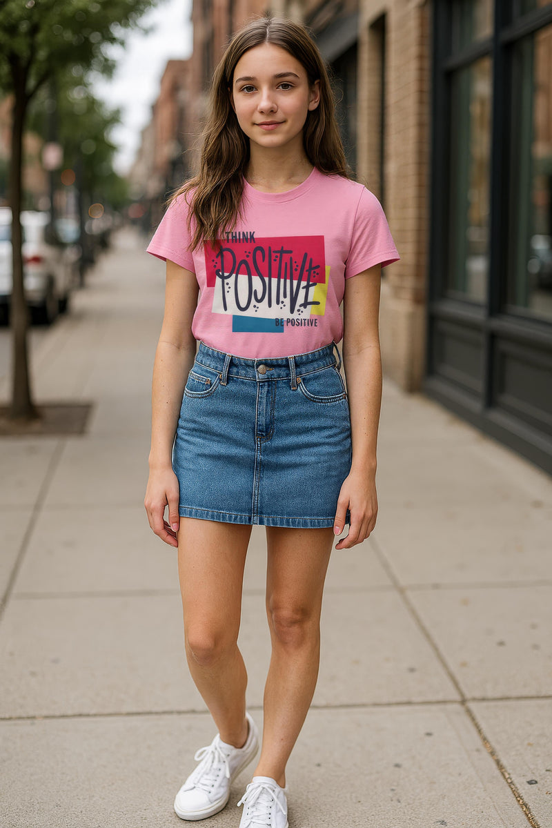 Girls Chest Printed T-Shirts,Pink, Combo:-14 (Pack of 2)