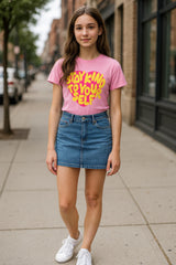 Clothe Funn Girls Chest Printed T-Shirts,Pink, Combo:-32 (Pack of 2)