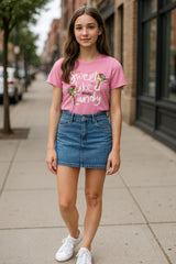 Girls Chest Printed T-Shirts,Pink, Combo:-12 (Pack of 2)