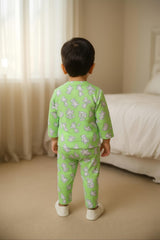 Clothe Funn Boys Cotton Night Suit Set , Light Green