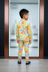 Clothe Funn Boys Cotton Night Suit Set, Orange