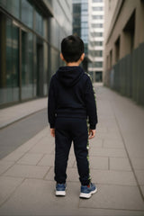 Clothe Funn Boys Full Sleeve Jacket & Track Pant Set, Black