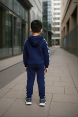 Clothe Funn Boys Full Sleeve Jacket & Track Pant Set, Navy
