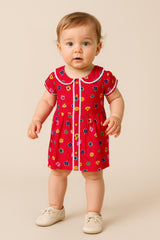 Clothe Funn Baby Girl's Fancy Dress, Red AOP