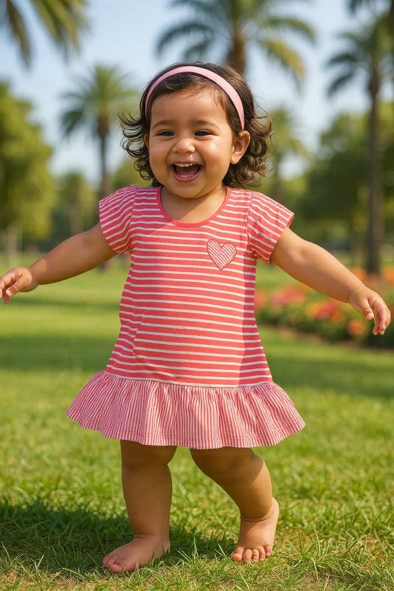 Clothe Funn Baby Girls Frock With Bloomer,Off white/Peach