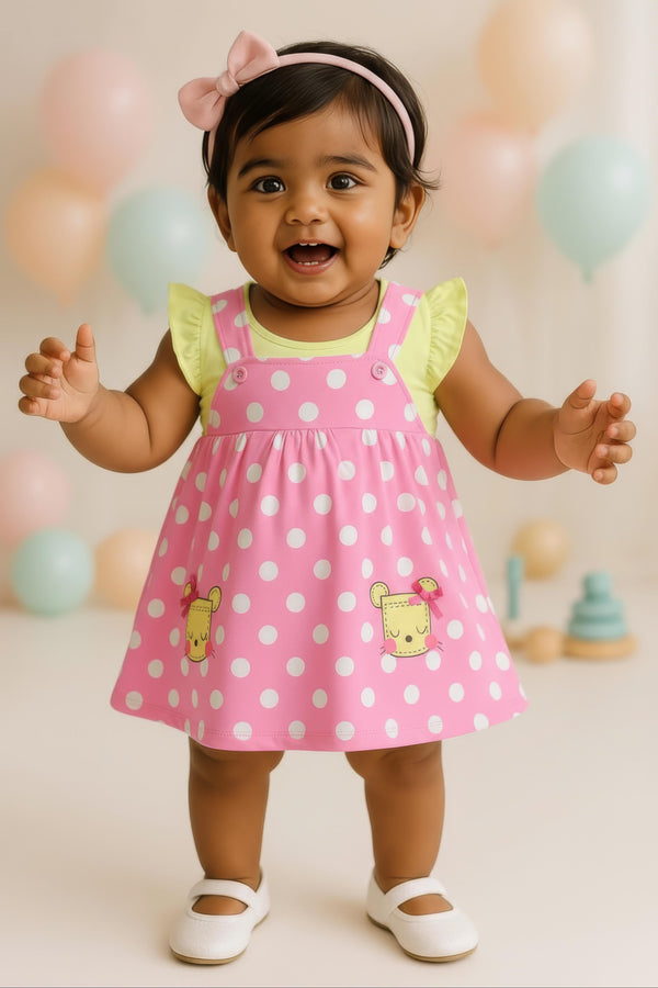 Clothe Funn New Born Baby Girls Dress, Pink/Yellow