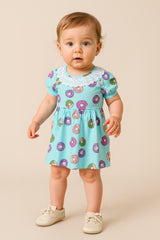 Clothe Funn Baby Girl's Fancy Dress, Sky Blue AOP