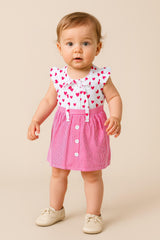 Clothe Funn New Born Baby Girl's Dress, Pink Stripes