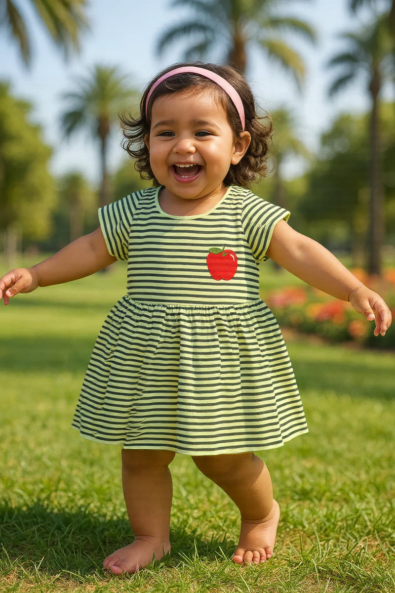 Clothe Funn Baby Girls Frock With Bloomer,Lemon Stripes
