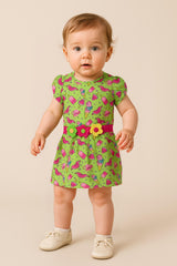 Clothe Funn Baby Girl's Fancy Dress, Green AOP
