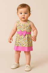 Clothe Funn Baby Girl's Fancy Dress, Yellow/Pink