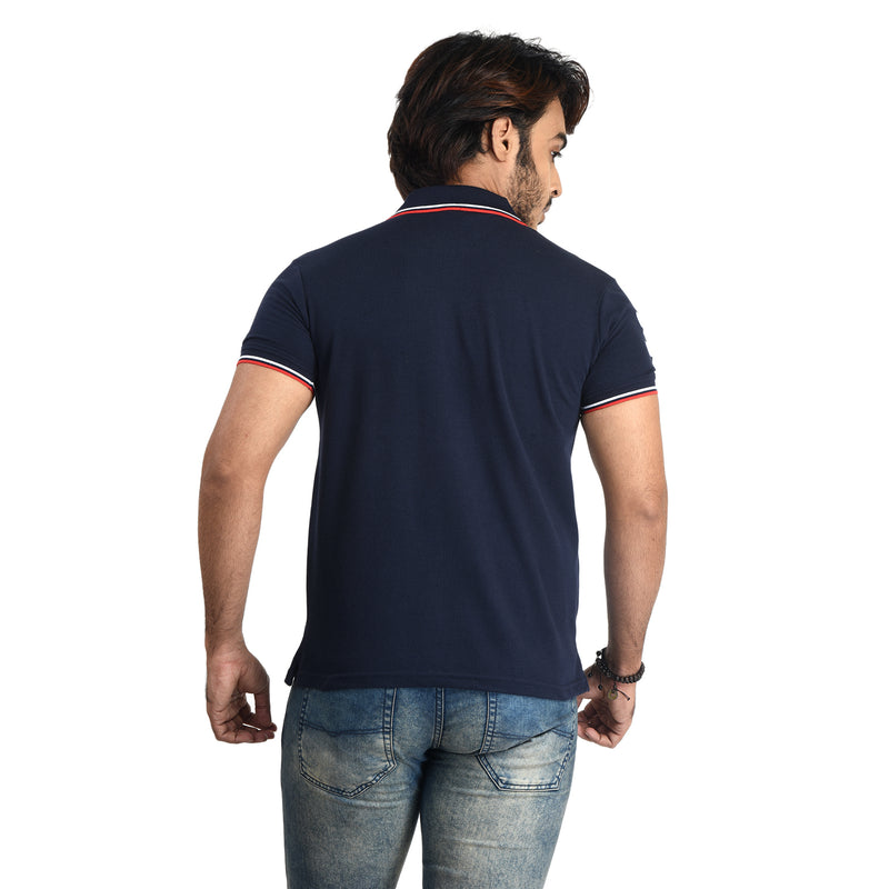 Clothe Funn Mens Polo T-Shirt Embroidery, Navy