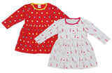 Clothe Funn Baby Girls Full Sleeves Dress, Red & Off white