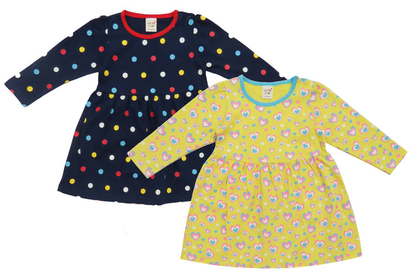 Clothe Funn Baby Girls Full Sleeves Dress, Navy & Yellow