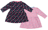 Clothe Funn Baby Girls Full Sleeves Dress, Navy & Pink