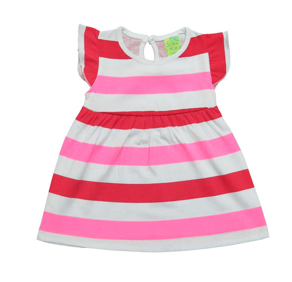 Clothe Funn New Born Baby Girl's Dress, White/Stripe