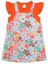 Clothe Funn New Born Baby Girl's Dress, Off White/Orange