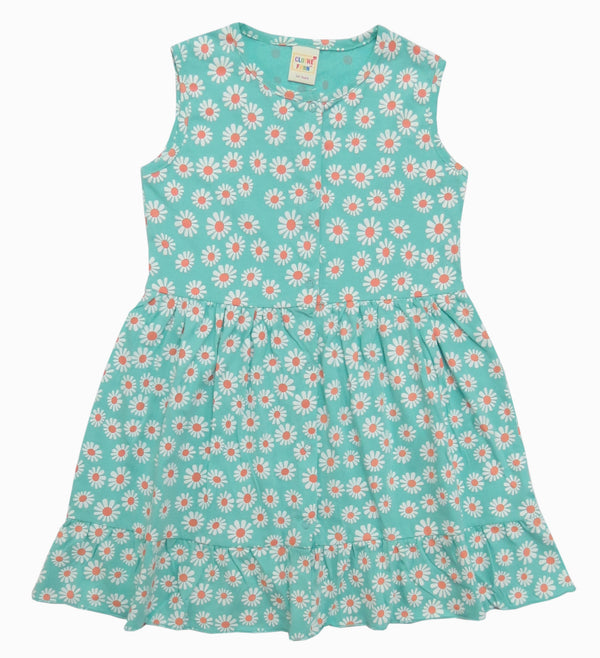 Clothe Funn New Born Baby Girl Sleeveless Dress, Light Blue