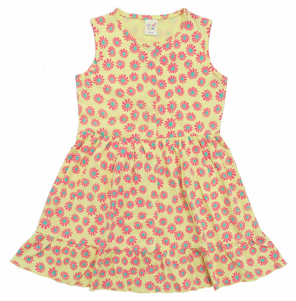 Clothe Funn New Born Baby Girl Sleeveless Dress, Lemon