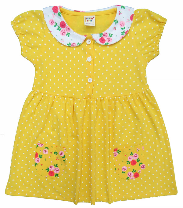 Clothe Funn New Born Baby Girl's Dress, Gold AOP