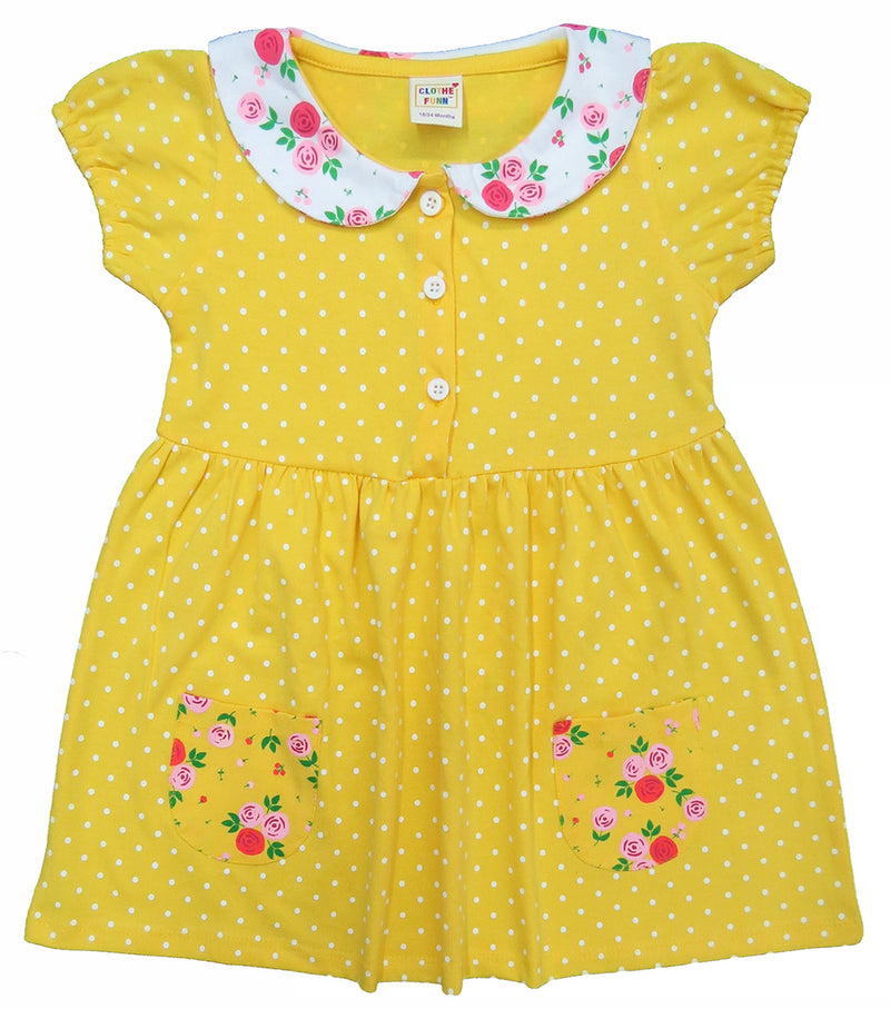 Clothe Funn New Born Baby Girl's Dress, Gold AOP