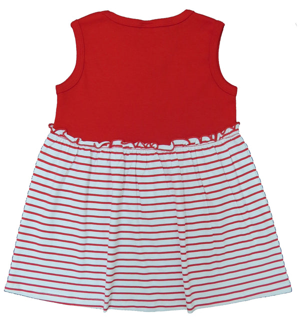 Clothe Funn New Born Baby Girls Dress, Red Stripes