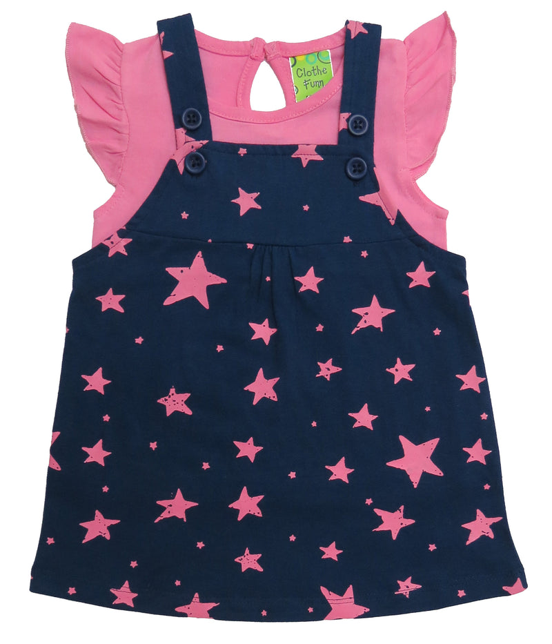 Clothe Funn New Born Baby Girls Dress, Pink/Navy