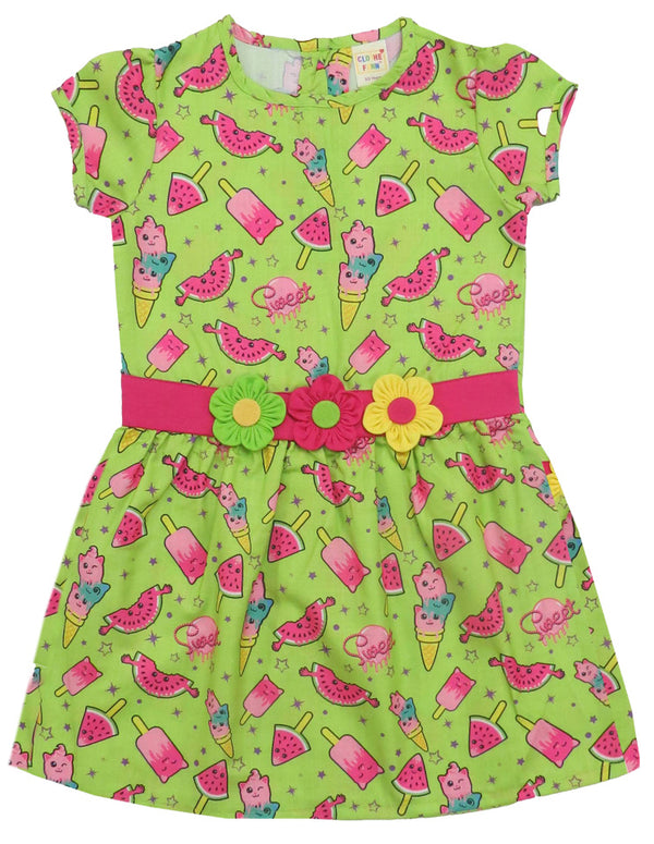 Clothe Funn Baby Girls Fancy Dress, Green AOP