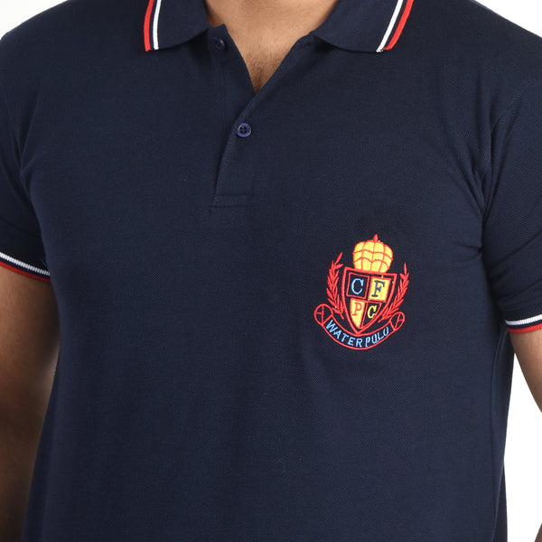 Clothe Funn Mens Polo T-Shirt Embroidery, Navy