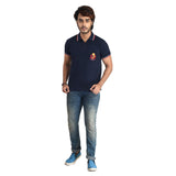 Clothe Funn Mens Polo T-Shirt Embroidery, Navy