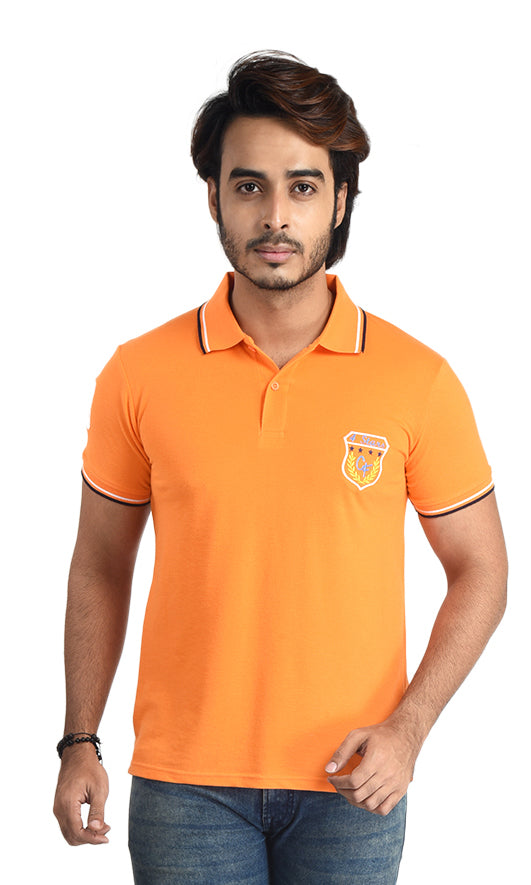 Clothe Funn Mens Polo T-Shirt Embroidery, Orange
