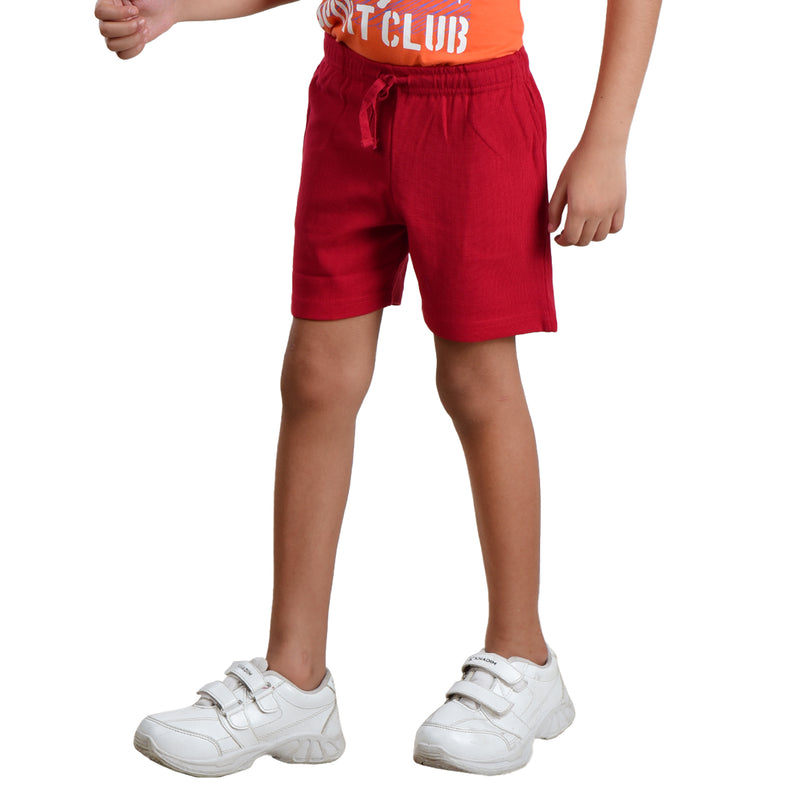 Clothe Funn Boys Regular Shorts, Maroon/Anthra Mel, Combo:-3 (Pack Of 2)