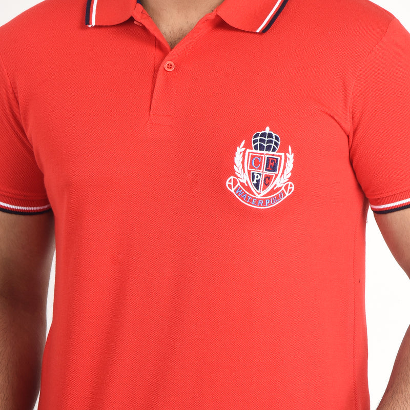 Clothe Funn Mens Polo T-Shirt Embroidery, Red