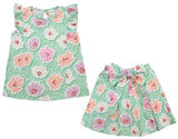 Clothe Funn Girls Co-Ord Set, Skirts Set, Mint AOP