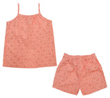 Clothe Funn Girls Co-ord Set, Short Set, Peach Polka