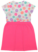 Clothe Funn Girls Short Sleeve Frock, White & Pink