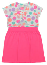 Clothe Funn Girls Short Sleeve Frock, White & Pink
