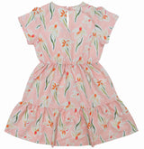 Clothefunn Girls Floral Printed Frock, Peach Floral AOP